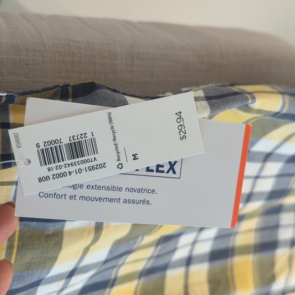 Old Navy Men's Yellow Blue Plaid Shirt Short Sleeve Summer - Slim Fit Size M NWT - Picture 4 of 5